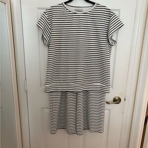 Striped Black and White Two-Piece Set